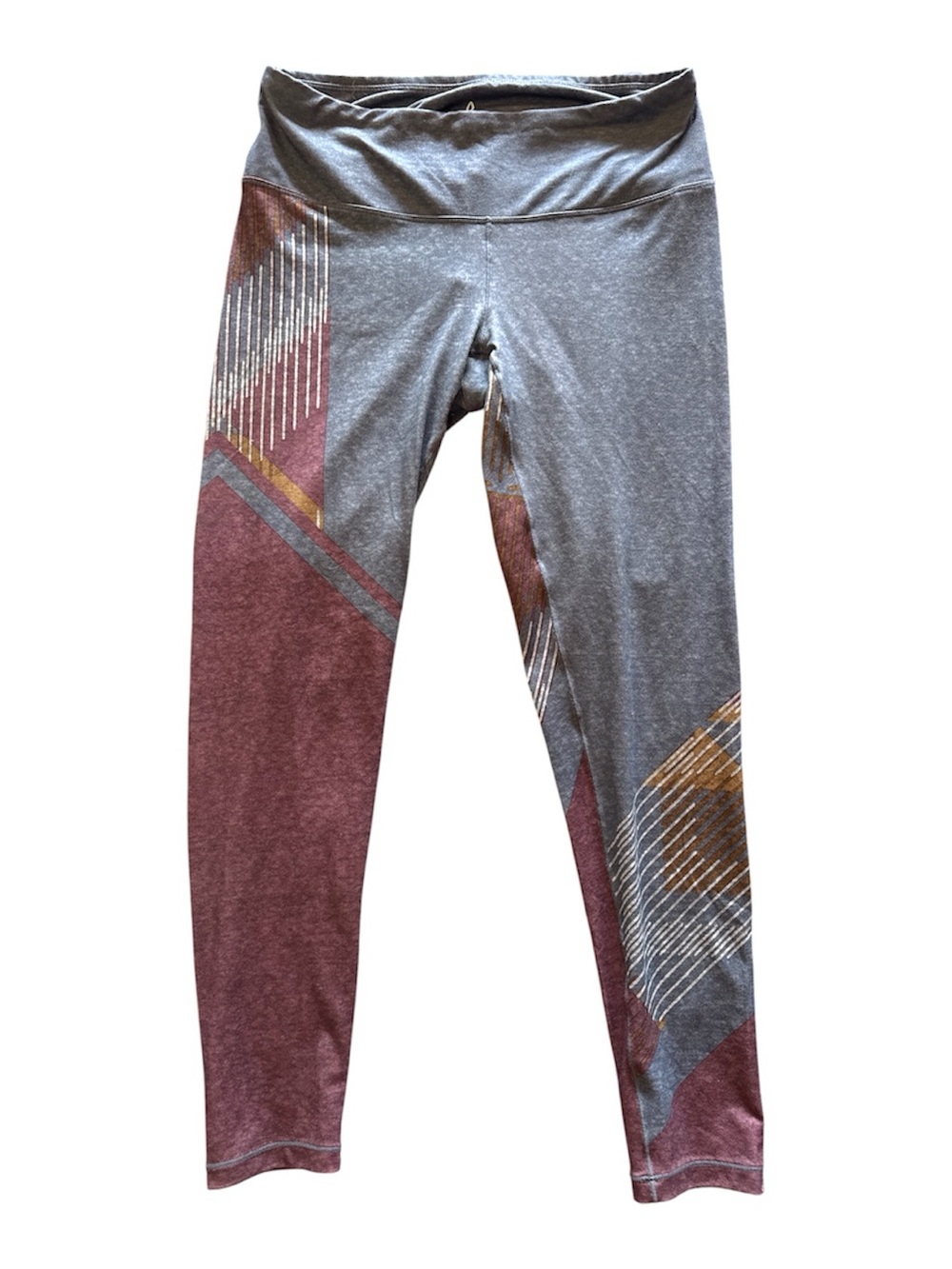 Prana Women’s Gray and Burgundy Geo-Print Leggings